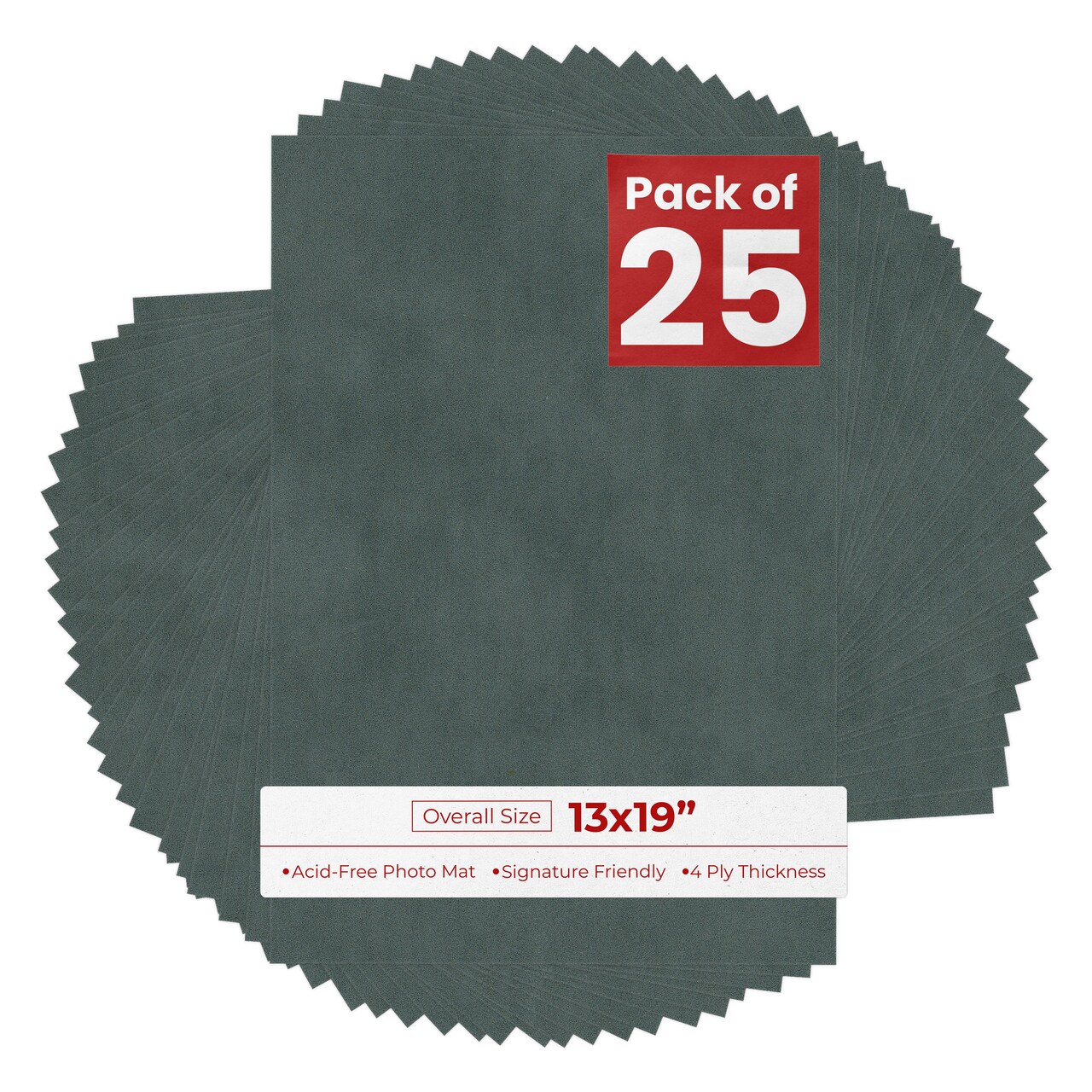 Dark Grey Suede 13x19 Uncut Mat Board - Blank Sheets, No Opening